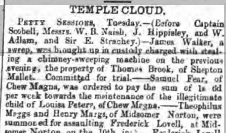 Louisa Peters Samuel Fear 1865 Western Gazette 28 July